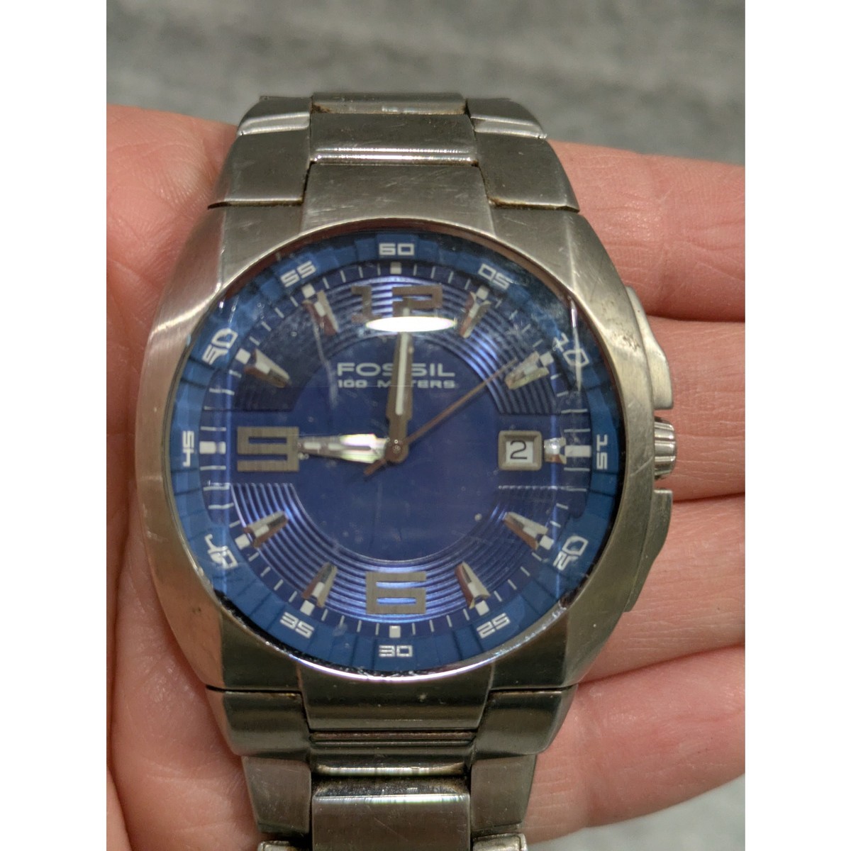 Fossil Men's Watch Fossil Blue Collection Water Resist Blue Face Model  AM4060