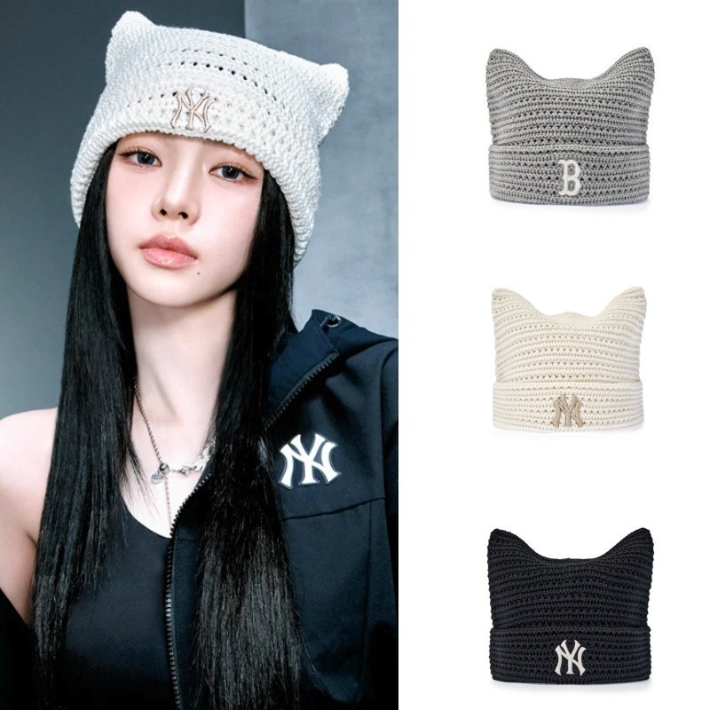 MLB Korea Summer Crochet Meow Beanie Knit Cat Ear Beanie