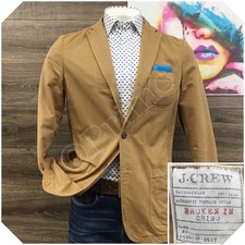 J CREW Mens Khaki Cotton Blazer Sport Coat Casual Jacket Size M 40 Chino Suit