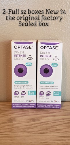 Optase Dry Eye INTENSE Drops 2-Pk Full Sz 10ml Each New Factory Sealed Box 06-26