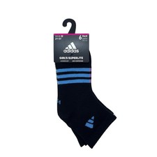 adidas Girl's Superlite Quarter Socks - 6 Pairs Size Medium: 2Y-5Y Black White