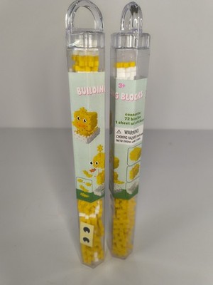 Building Blocks Chick Set 72 Pieces Yellow White Blocks with Stickers