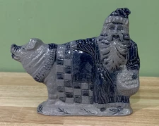 Vintage Rowe Pottery Works Santa & Pig Figurine Salt-Glaze Stoneware 199?