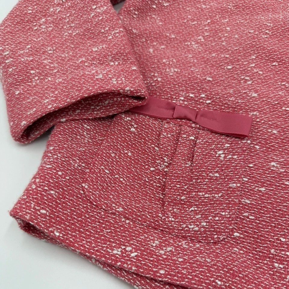 NWT Gap Kids Girls Boucle Jacket Pink White 2 Snap Closure 2 pockets Size XXL - Image 2 of 4