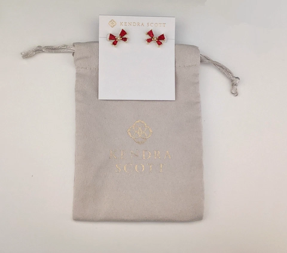 Aretes Kendra Scott chapados en oro rojo con lazo Drusy con DB Foto 3 de 4