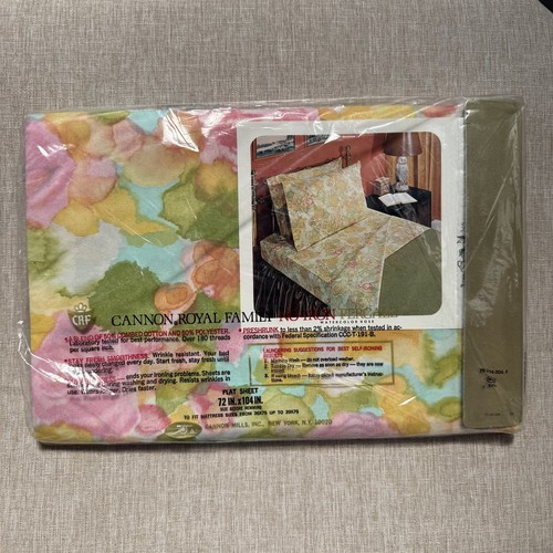 Vintage Cannon Royal Family Twin Flat Sheet Watercolor Rose No Iron Percale USA - Picture 7 of 9