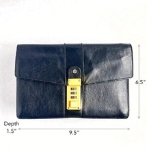 Rare VTG 80s Gold Pfeil Made in W Germany Leather Brief Wristlet Bag w Lock