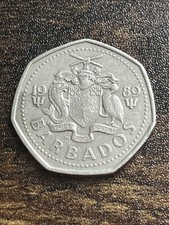 1989 Barbados One 1 Dollar Flying Fish Beautiful Actual Coin TB9727*