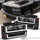 Fits 1988-1993 Chevy C/K GMC Sierra Tahoe LED Tube Headlights+Bumper+Corner Lamp