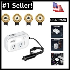 Compact 200W Car Inverter with Dual AC Outlets  4 USB Ports - Travel Essential
