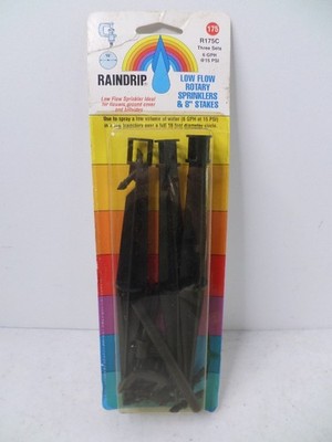 RAINDRIP Low Flow Rotary Sprinklers & 8'' Stakes R175C-3 Sets/ Card