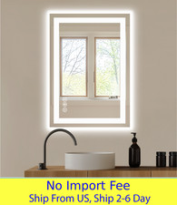 Anti Fog LED Bathroom Mirror Dimmable Lighted Vanity Mirror 3 Color Modes