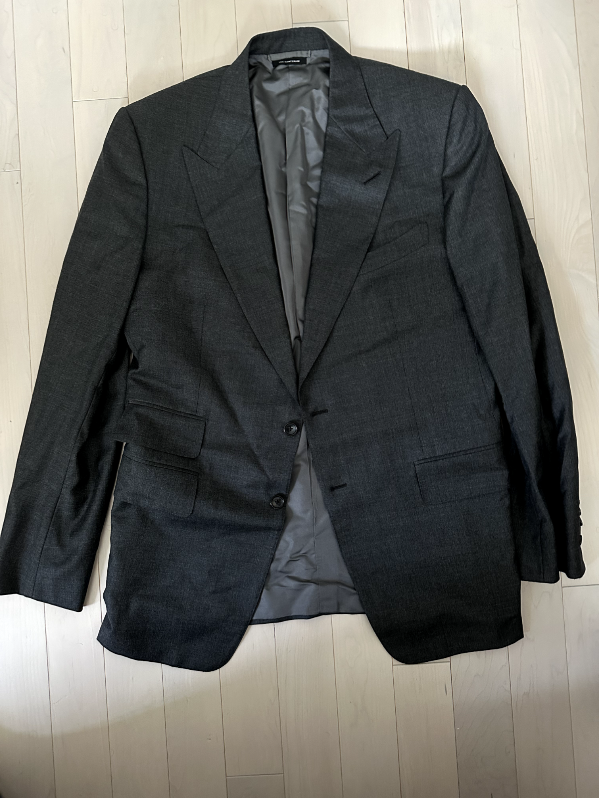 Tom Ford 3 Piece Windsor Base A Fit A Charcoal Sharkskin Men's Suit US 44L 56L