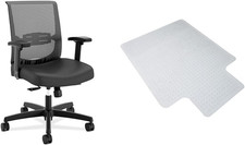 Ergonomic Office Chair with Mesh Back, Lumbar Support Chair Mat Bundle