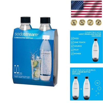 Sodastream Black 1L Slim Carbonating Bottles Twin Pack - Eco-Friendly & Stylish