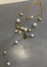 Alexander McQueen Skull Faux Pearl Double Strand Necklace