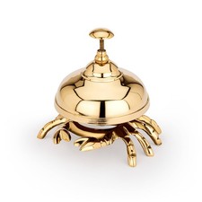Maritim Tresenglocke Krabbe aus massiv Messing gold 9cm hoch Tischglocke