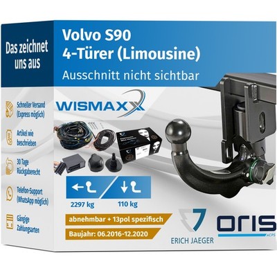 ANHÄNGERKUPPLUNG für Volvo S90 16-20 vert. abnehmbar ORIS +13pol E-Satz Erich J