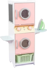 Laundry Playset Children'S Pretend Wooden Stacking Washer and Dryer Toy with Iro