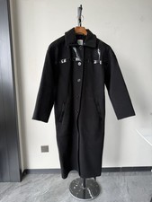 Hermes MANTEAU PEIGNOIR BRODE Black Crocodile Cashmere Coat Size 36 Retail $71k￼