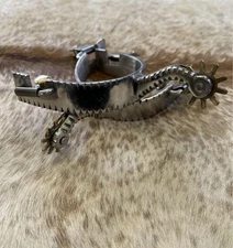 Pair Adult Stainless Steel Western Spurs Notched Edge Design