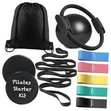 Pilates Ring Ball Bands Set Pilates Essentials Kit for Home Workouts, Yoga 