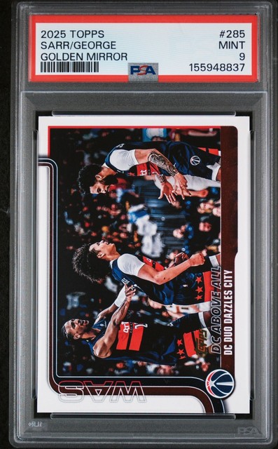 2025 Topps #285 Alex Sarr Kyshawn George Golden Mirror SSP PSA 9 Mint
