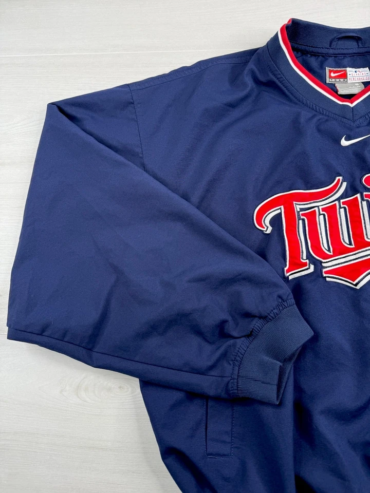 Vtg Nike Minnesota Twins Windbreaker Jacket Blue Center Swoosh Pullover Mens S - Image 2 of 4