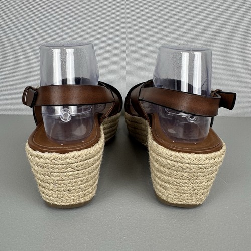 Sandali espadrillas donna punta aperta zeppa pelle rovere naturalizer 11 larghi marroni - Foto 4 di 9