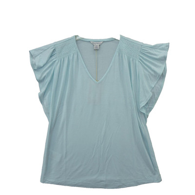 Tommy Bahama Shirt Womens Small Iced Aqua Kauai Flutter Top V Neck Blouse