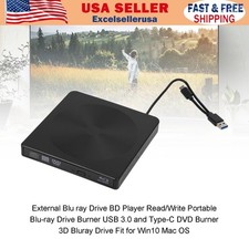 4K USB 3.0 External DVD Drive BD Player Read/Write 2IN1 Portable Burner US