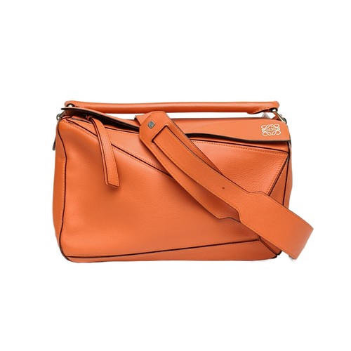 15%Off LOEWE Puzzle Geometric Bag Medium 29cm Orange Calfskin Crossbody Bag Good