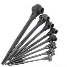 Double Socket Ratchet Podger Spanner Erecting Scaffold Wrench Pointed Handle