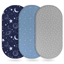 Fitted Bassinet Sheets 3 Pack - Universal Fit for Rectangle Round Oval