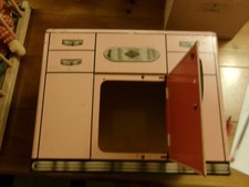Vintage Wolverine Pink Metal Dollhouse Kitchen Sink Cabinet Toy