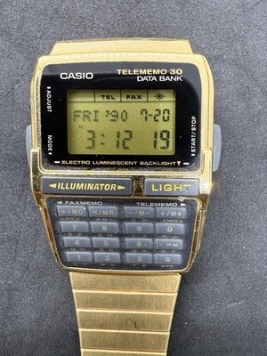Casio DBC 300 Module 1253 Calculator Telememo Data Bank Gold Men's