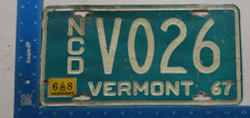 Vermont License Plate Tag 1967 1968 New Car Dealer McNash Motors Burlington V026