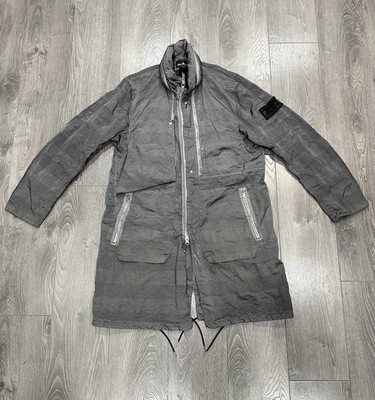 Stone Island Shadow Project SS20 Striped Nylon Metal Parka Gray - Size M - AUTH