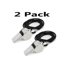 2-Pack Metal Referee Whistles w/ Lanyards Loud Coach Football Soccer Emergency