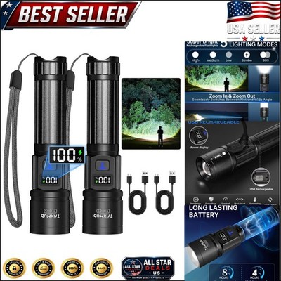 Rechargeable LED Flashlights with LCD Battery Indicator - Perfect Gift Combo