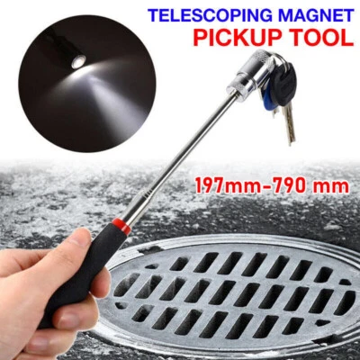 Magnetic Pick Up Tool 79CM Extendable Telescopic LED Torch Magnet Rod AU Stock - image 1 of 4