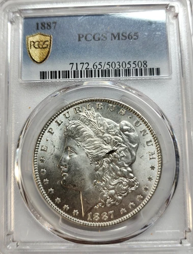 Choice 1887 Morgan Silver Dollar $1 PCGS MS65 GS High Grade Lustrous Beauty !!!