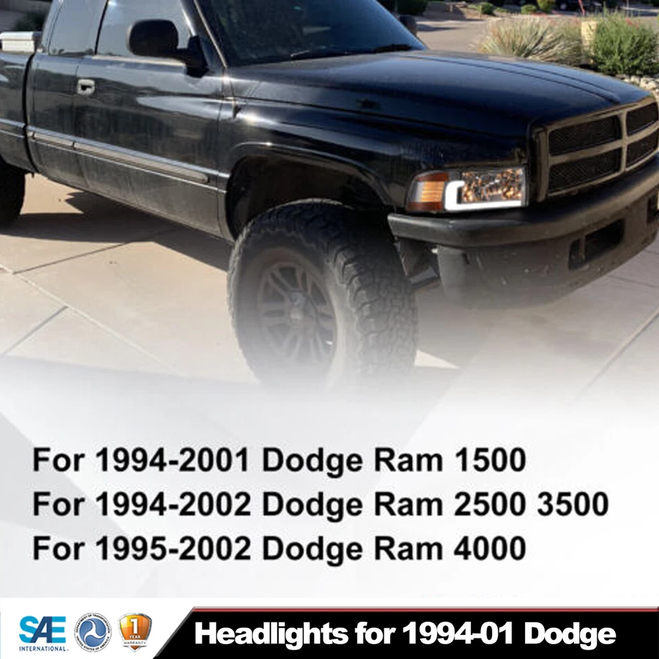 LED HeadLights/Tail Lights for 1994-01 Dodge Ram 1500 2500 3500 Pickup Black New - Изображение 3 из 4