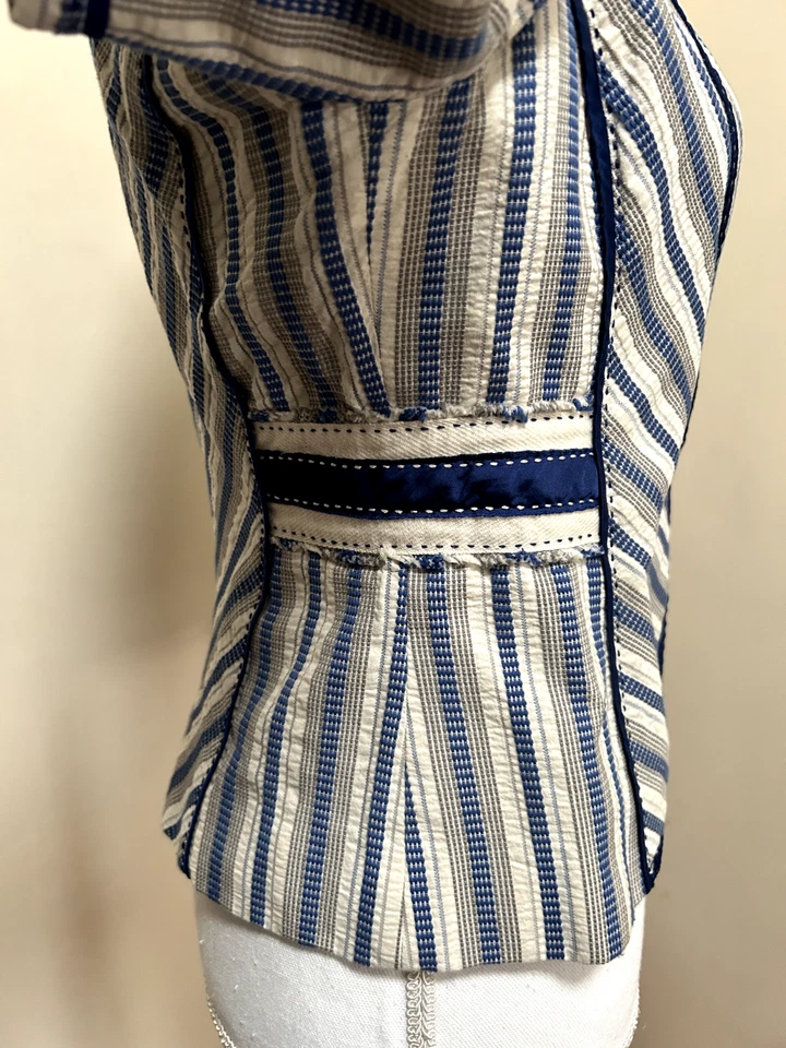 	Chaqueta, mezcla de algodón azul, blanco gris rayas  Foto 3 de 4