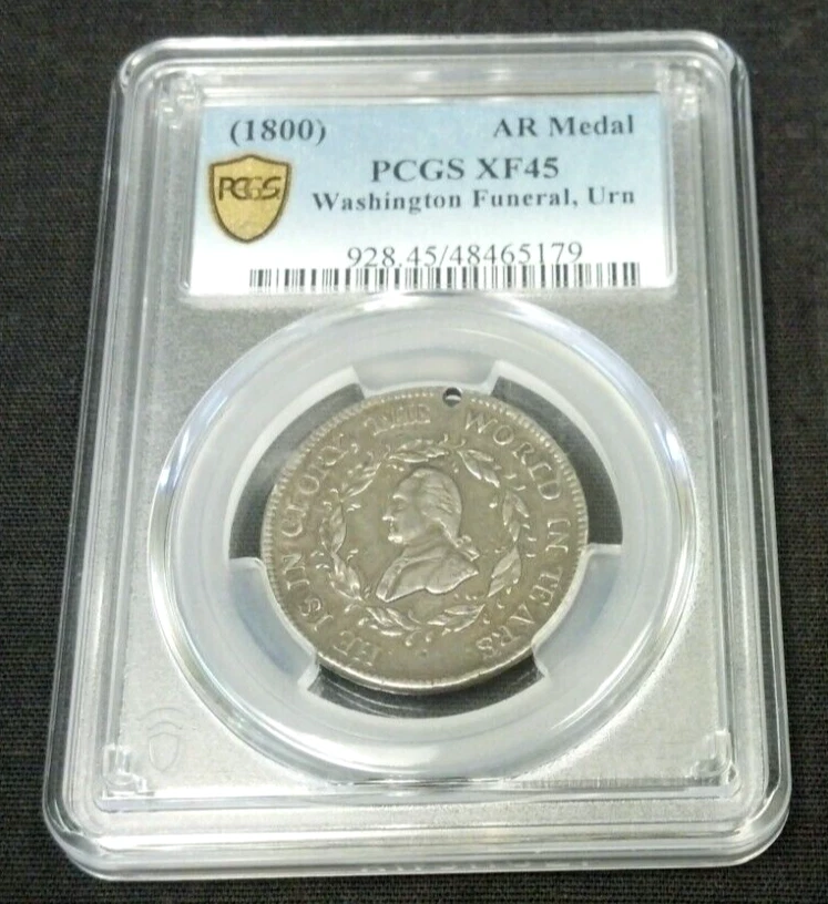 1800 WASHINGTON SILVER FUNERAL URN MEDAL PCGS XF45. REDUCED 6/4/26 (2272)
