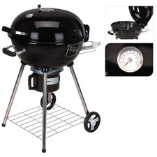 ProGarden Kettle Grill BBQ 54cm Chrome Grid Wheels Thermostat Outdoor Black