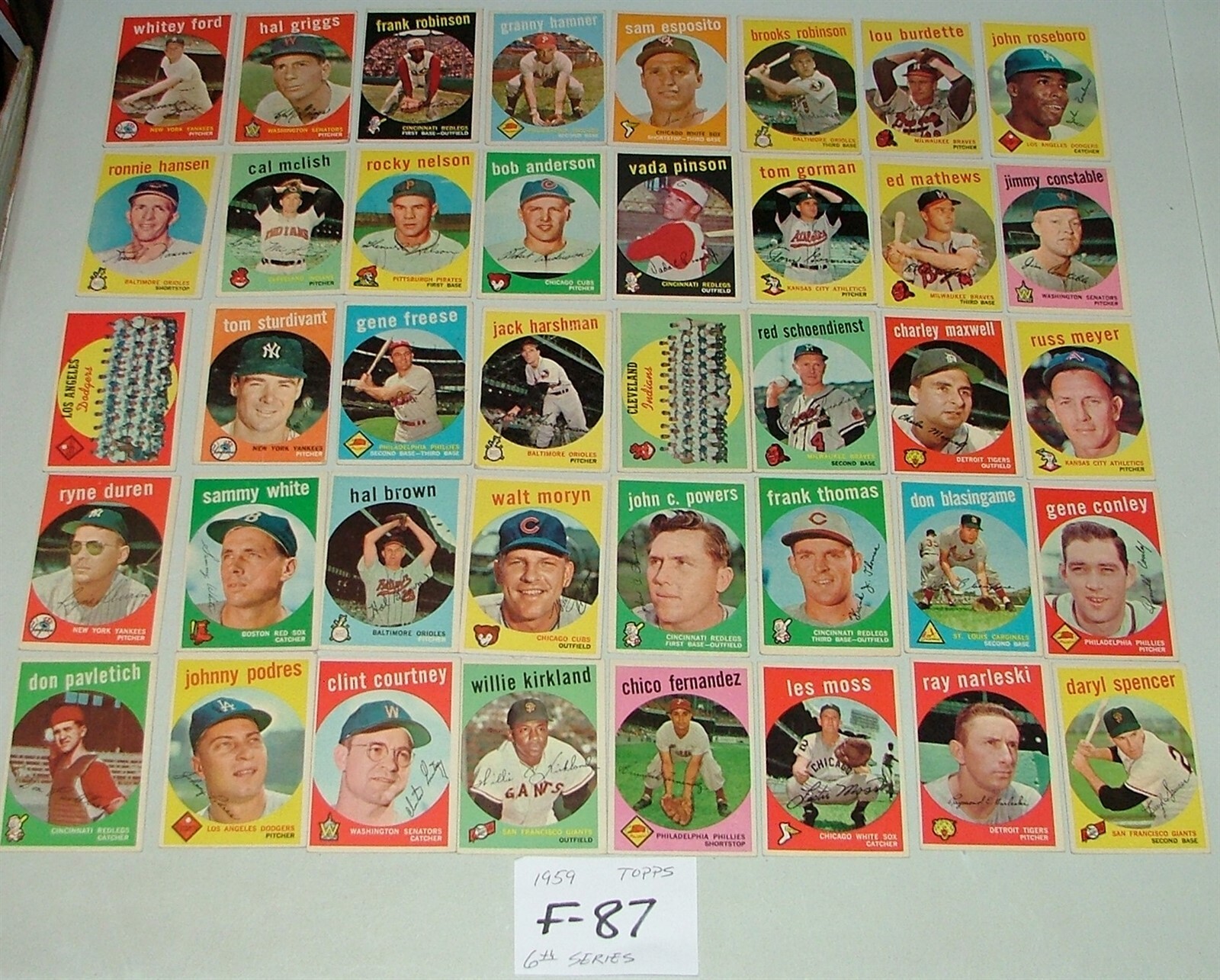 1959 TOPPS 6th SERIES BASEBALL TRADING CARDS LOT w 40 CARDS LOTF87