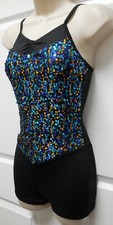 Blue Gold Sequin Foil SpandxShorty Unitard Dance Costume Baton over 20 available