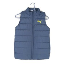 Puma Sleeveless Puffer Jacket Youth Medium 10/12 Full Zip Polyester Blue Pockets
