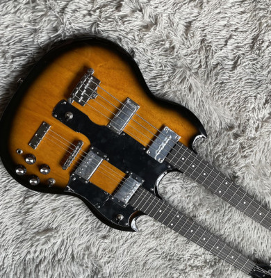 Double Neck SG Guitar Bass 4+6 String Sunburst Mahogany Body Fast Delivery